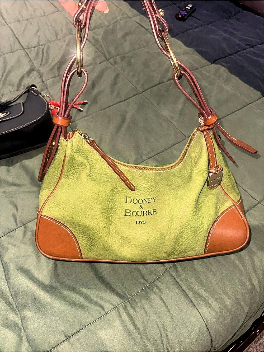 Dooney & Bourke Original Hobo Green & Brown Hobo Bag